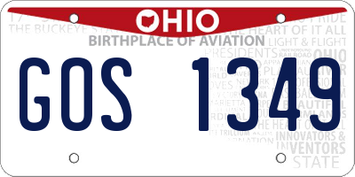 OH license plate GOS1349
