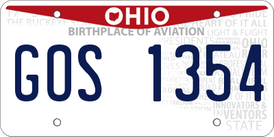 OH license plate GOS1354