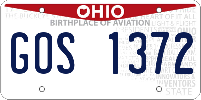 OH license plate GOS1372