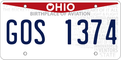 OH license plate GOS1374