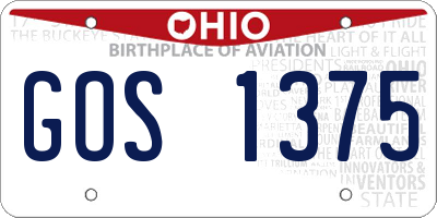 OH license plate GOS1375