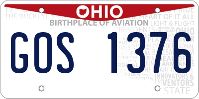 OH license plate GOS1376
