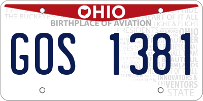 OH license plate GOS1381