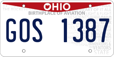 OH license plate GOS1387