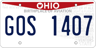 OH license plate GOS1407