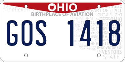 OH license plate GOS1418