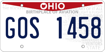 OH license plate GOS1458