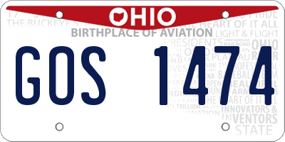 OH license plate GOS1474