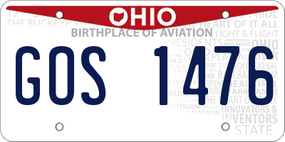 OH license plate GOS1476