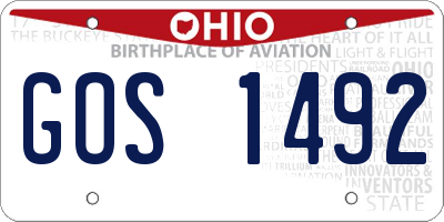 OH license plate GOS1492