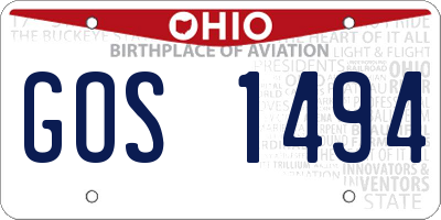 OH license plate GOS1494