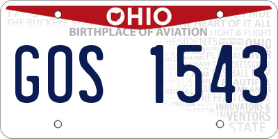 OH license plate GOS1543