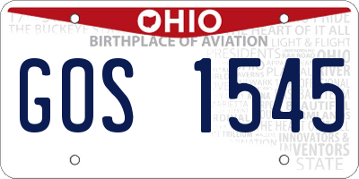 OH license plate GOS1545