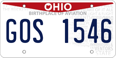 OH license plate GOS1546