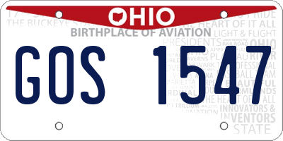 OH license plate GOS1547