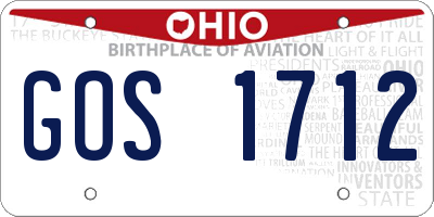 OH license plate GOS1712