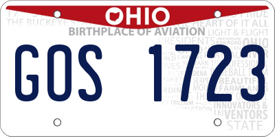 OH license plate GOS1723