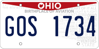 OH license plate GOS1734