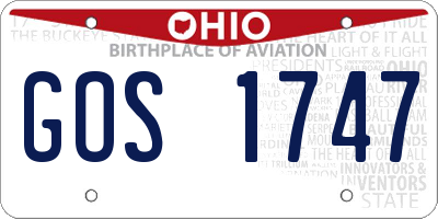 OH license plate GOS1747