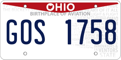 OH license plate GOS1758