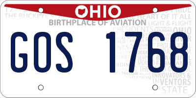 OH license plate GOS1768