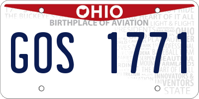 OH license plate GOS1771