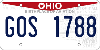 OH license plate GOS1788