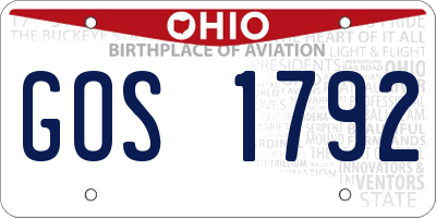 OH license plate GOS1792