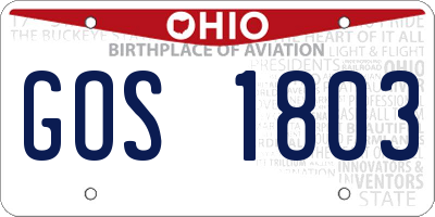 OH license plate GOS1803
