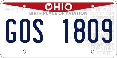OH license plate GOS1809
