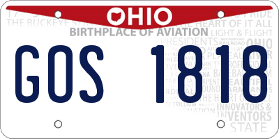 OH license plate GOS1818
