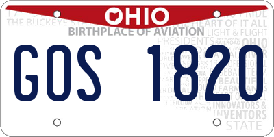 OH license plate GOS1820