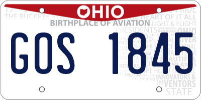 OH license plate GOS1845