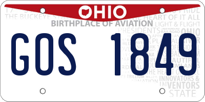 OH license plate GOS1849