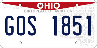 OH license plate GOS1851