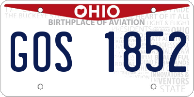 OH license plate GOS1852