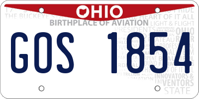 OH license plate GOS1854