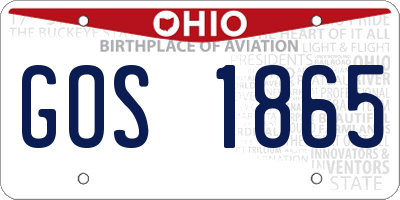OH license plate GOS1865