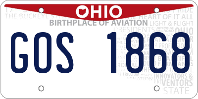 OH license plate GOS1868