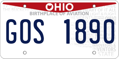 OH license plate GOS1890