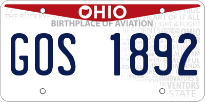 OH license plate GOS1892