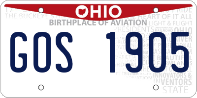 OH license plate GOS1905