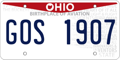 OH license plate GOS1907