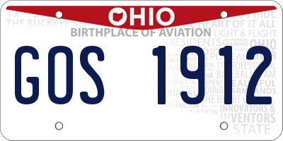 OH license plate GOS1912