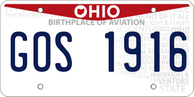 OH license plate GOS1916