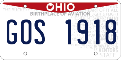 OH license plate GOS1918