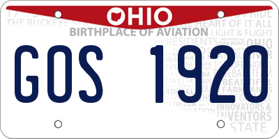 OH license plate GOS1920
