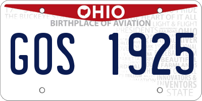OH license plate GOS1925
