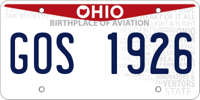 OH license plate GOS1926