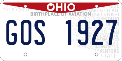OH license plate GOS1927